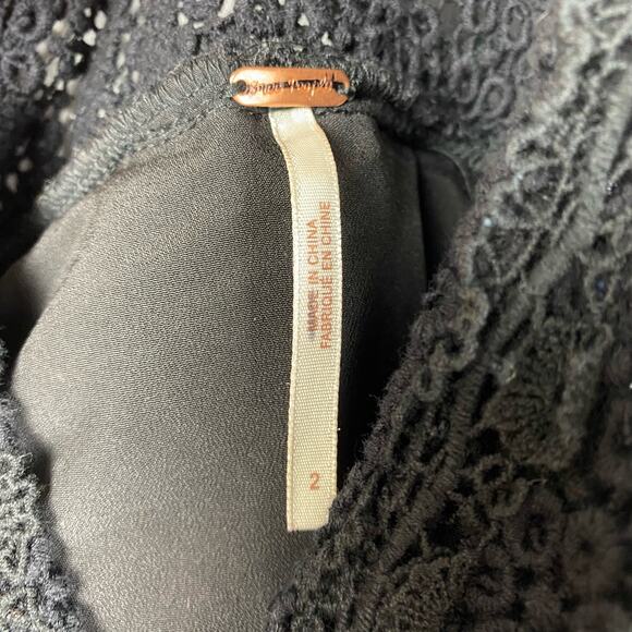 Free People So Sweetly Halter Dress Eyelet Black Womens Size 2 - Picture 6 of 12